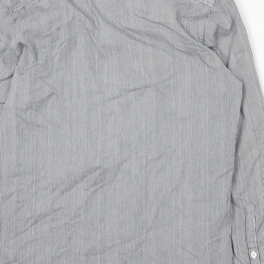 Blakely Womens Blue Striped Cotton Basic Button-Up Size L Collared