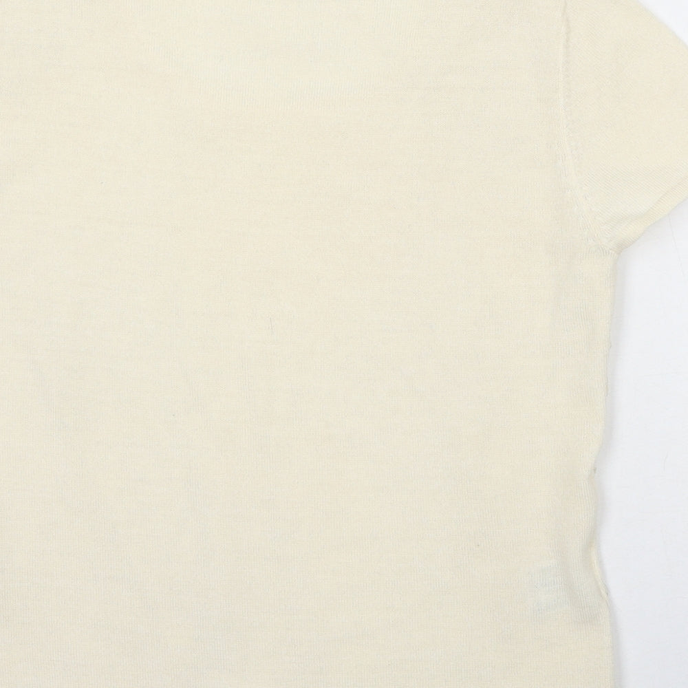 Minosa Womens Ivory Round Neck Acrylic Pullover Jumper Size S