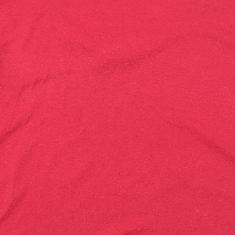 BM Womens Red Polyester Basic T-Shirt Size L V-Neck - Flowers