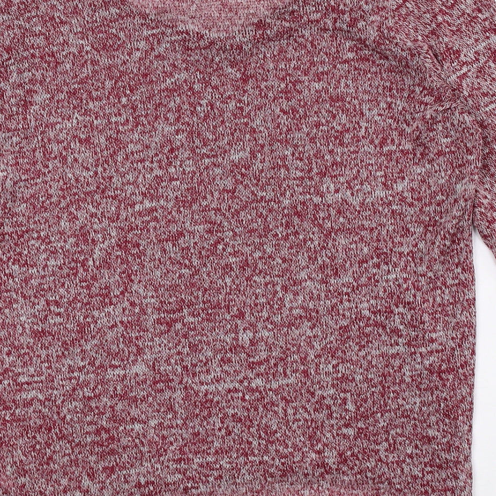 New Look Womens Red Boat Neck Geometric Polyester Pullover Jumper Size 14