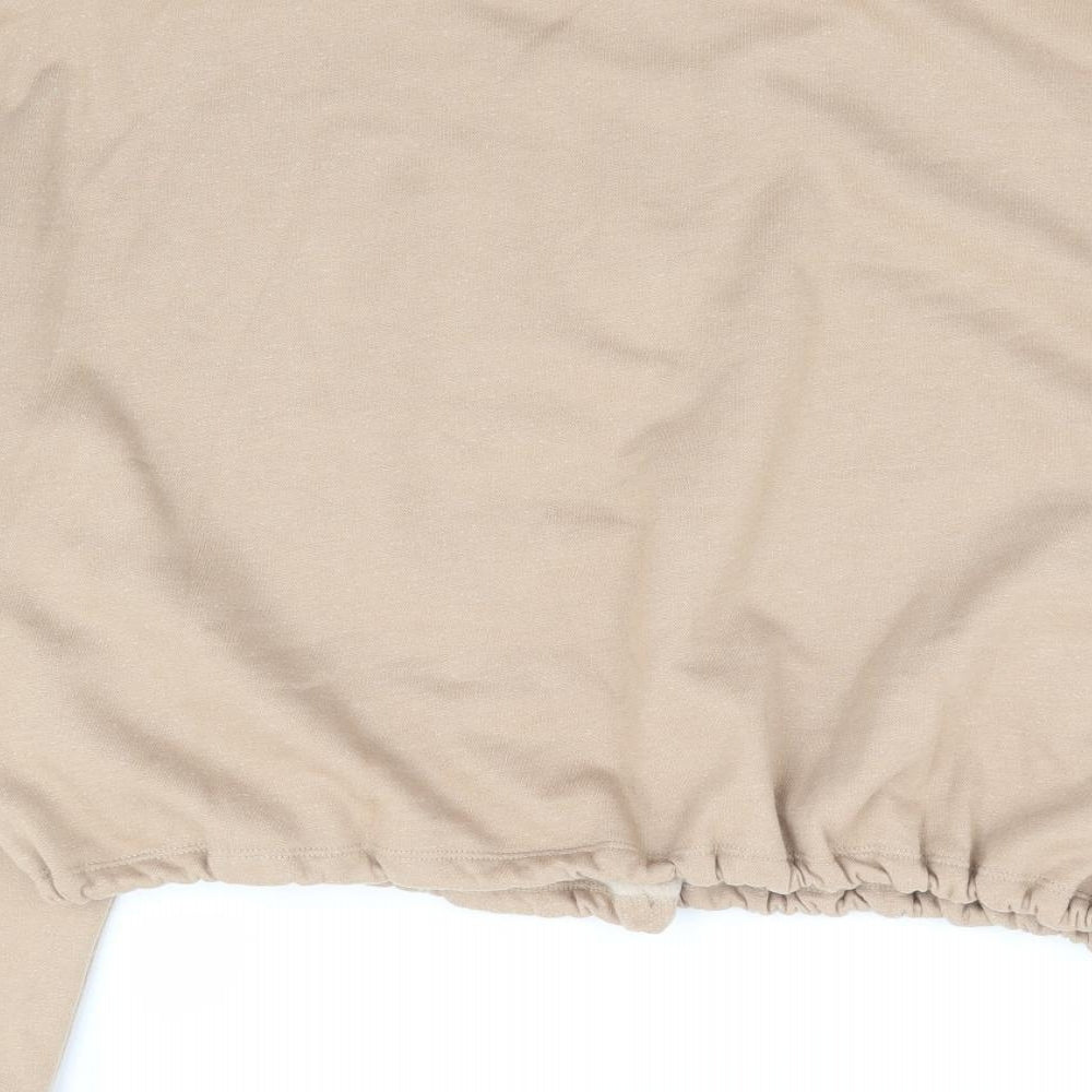 Topshop Womens Brown Polyester Pullover Sweatshirt Size L Zip - Cropped Batwing