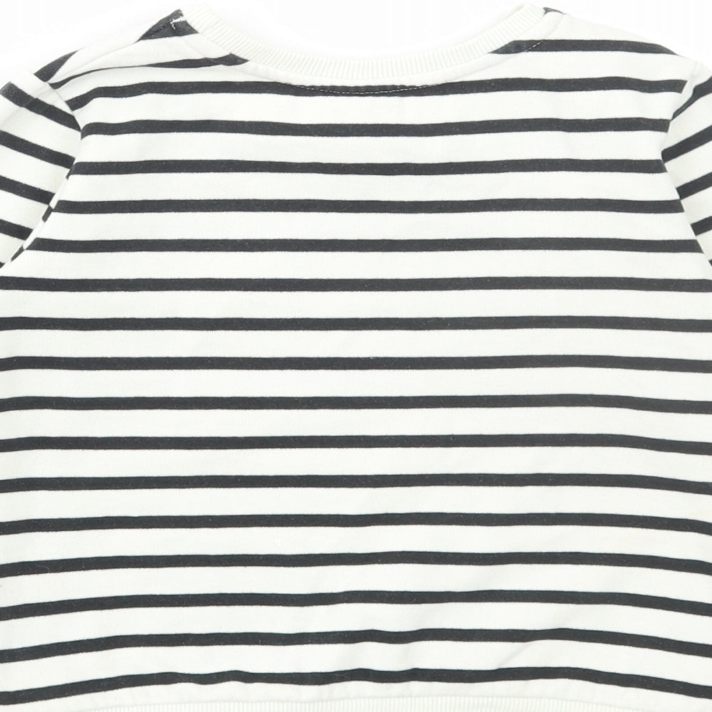 Preworn Girls White Striped Polyester Pullover Sweatshirt Size 6 Years Pullover - Mouse