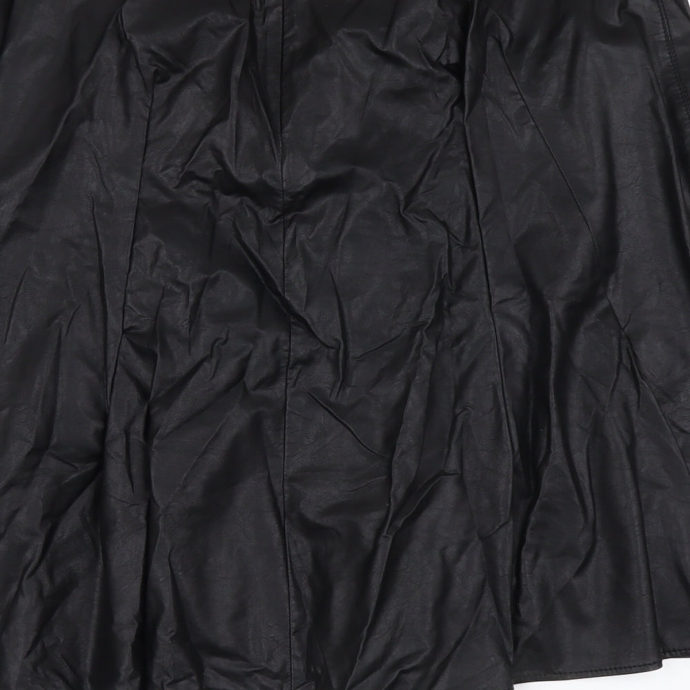 Marks & Spencer Womens Black Polyester A-Line Skirt Size L Zip