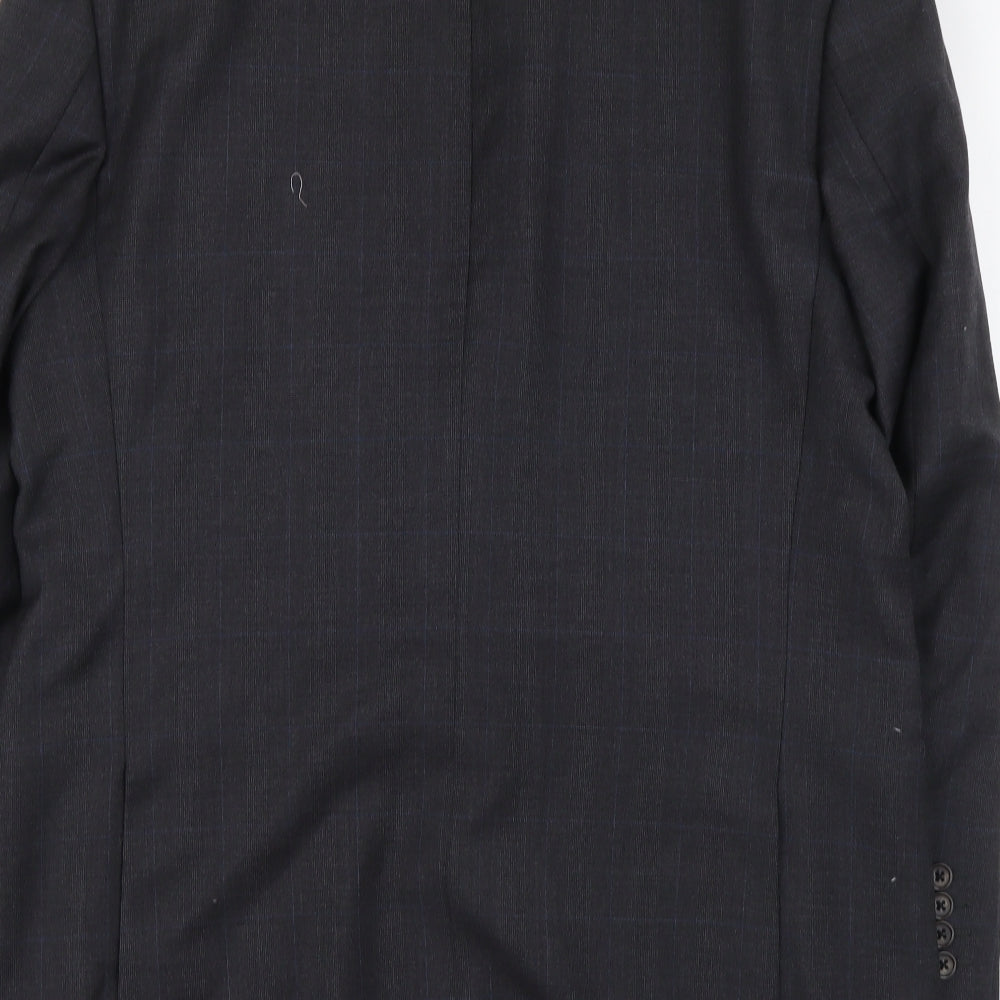 Marks & Spencer Mens Grey Plaid Wool Jacket Suit Jacket Size L