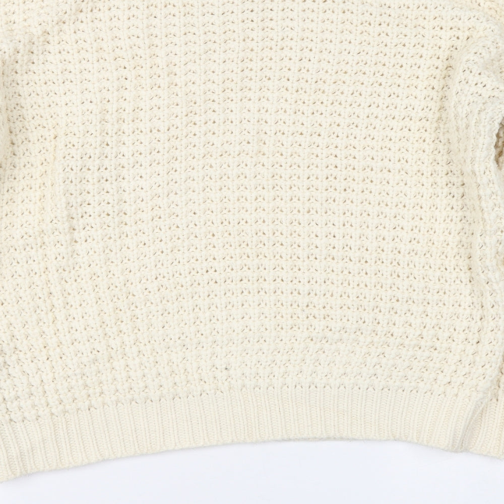 VILA Womens Beige Round Neck Acrylic Pullover Jumper Size M