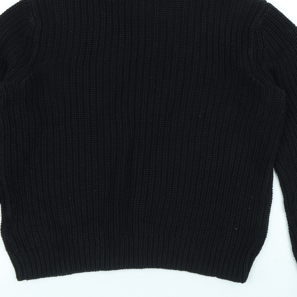 H&M Womens Black Round Neck Cotton Pullover Jumper Size XS