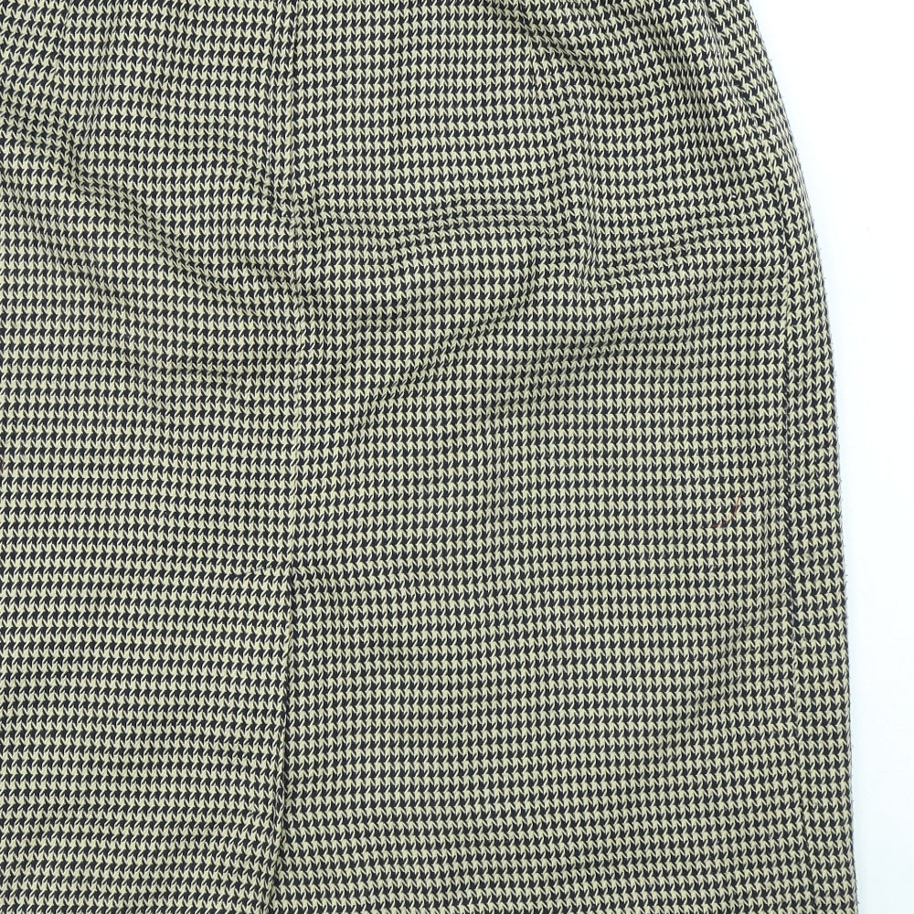 Compliments Womens Beige Geometric Polyester A-Line Skirt Size 18 Button