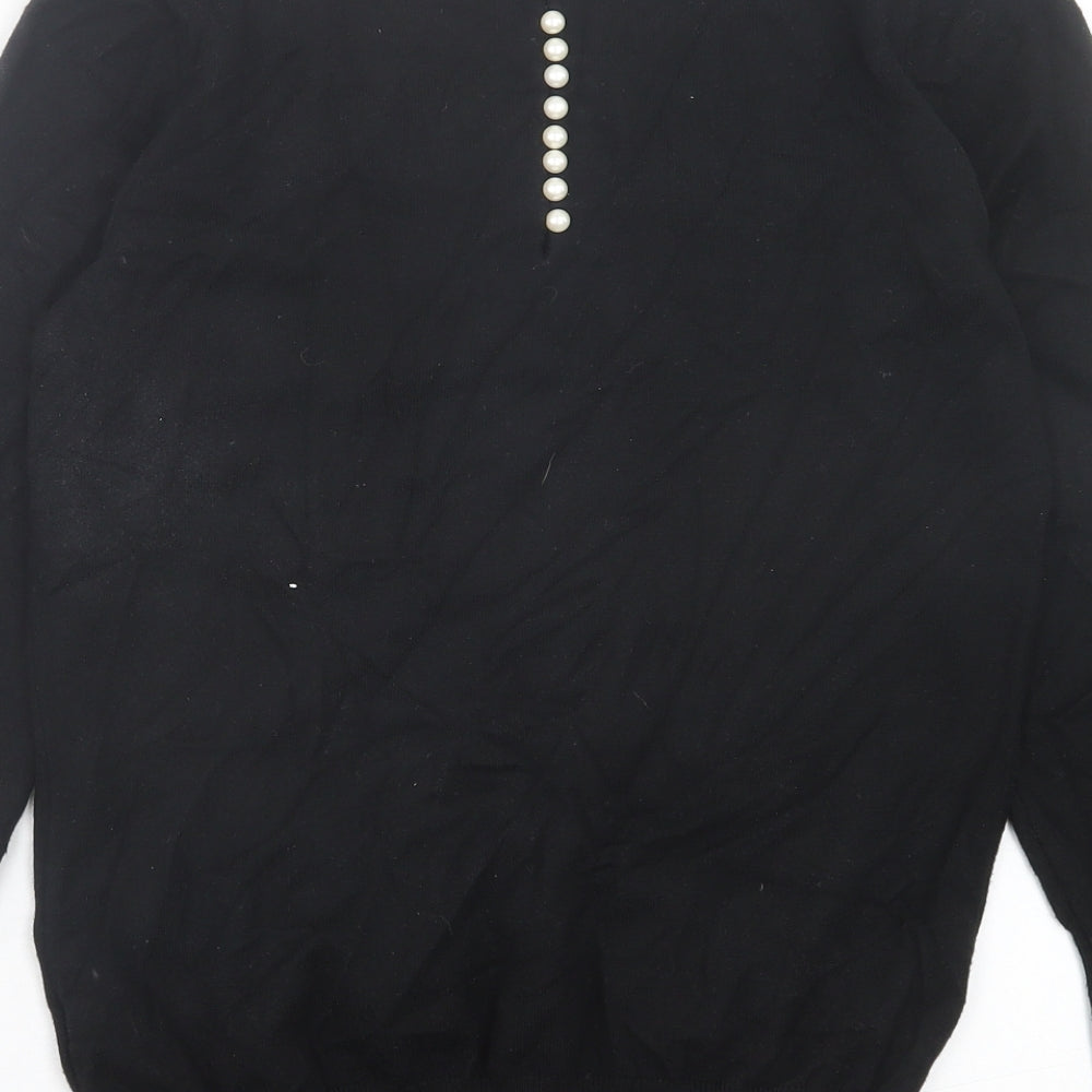 Savida Womens Black Crew Neck Viscose Pullover Jumper Size S