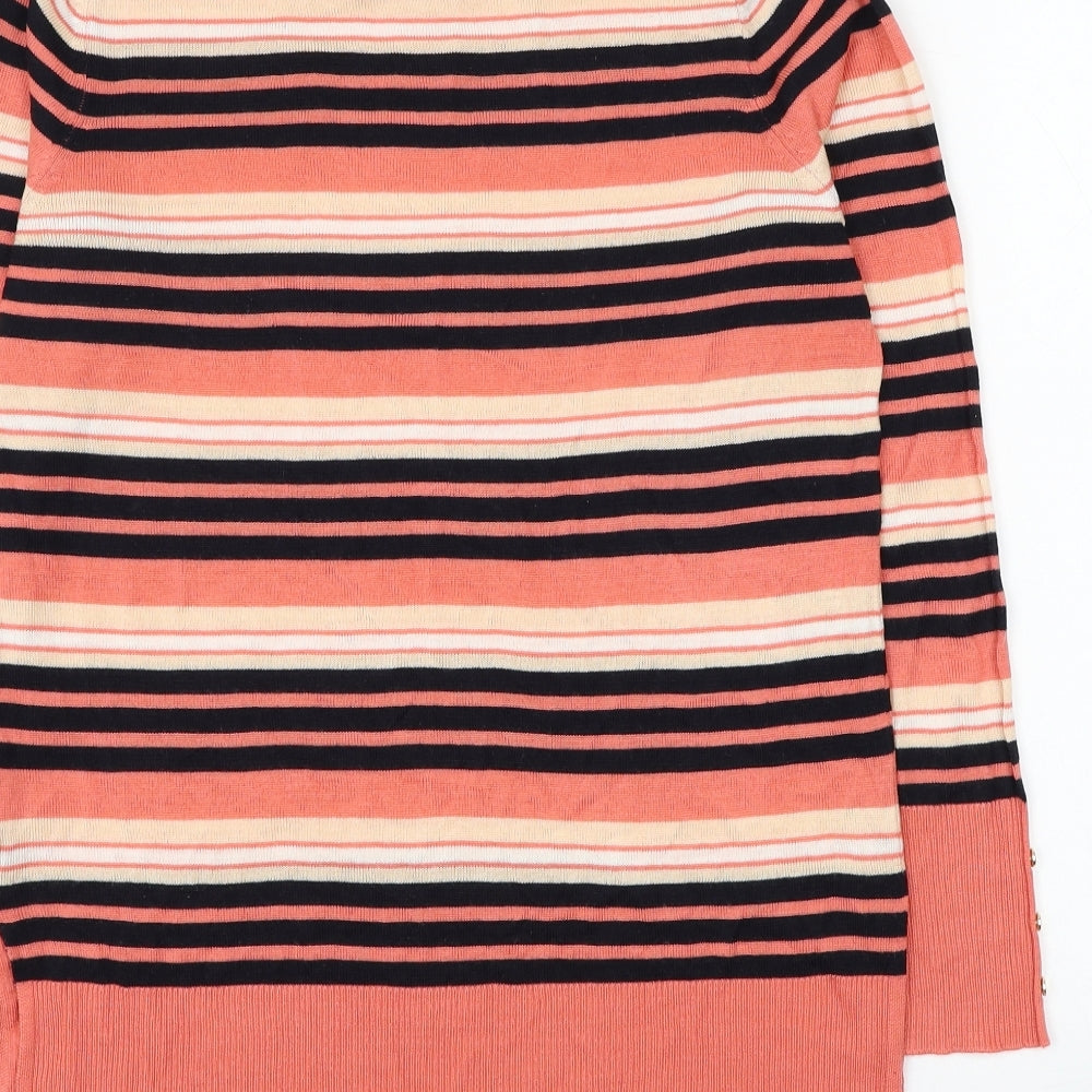 Atmosphere Womens Pink Round Neck Striped Acrylic Pullover Jumper Size 12