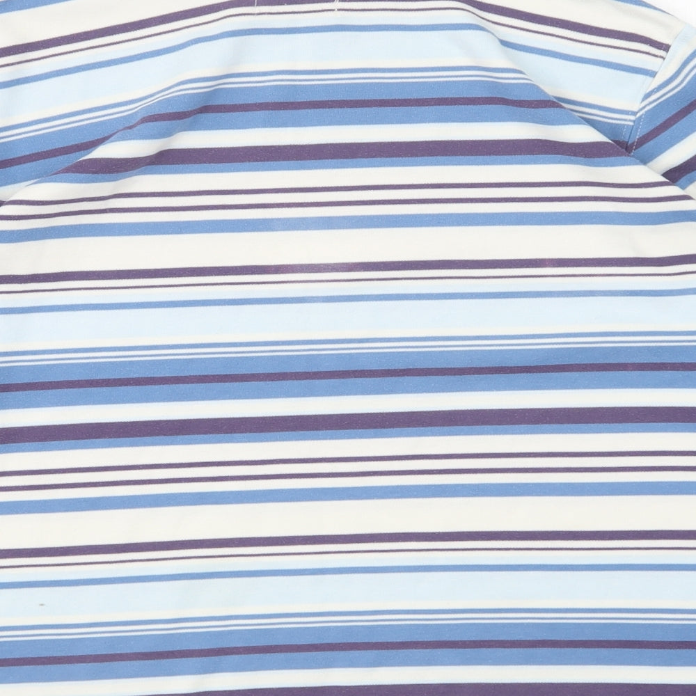 Bonmarché Womens Blue Round Neck Striped Polyester Pullover Jumper Size S