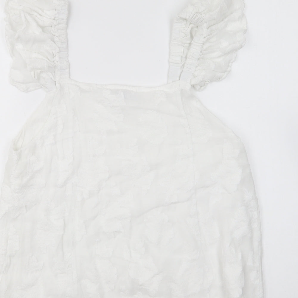 Gallery Womens White Viscose Basic Blouse Size 12 Square Neck