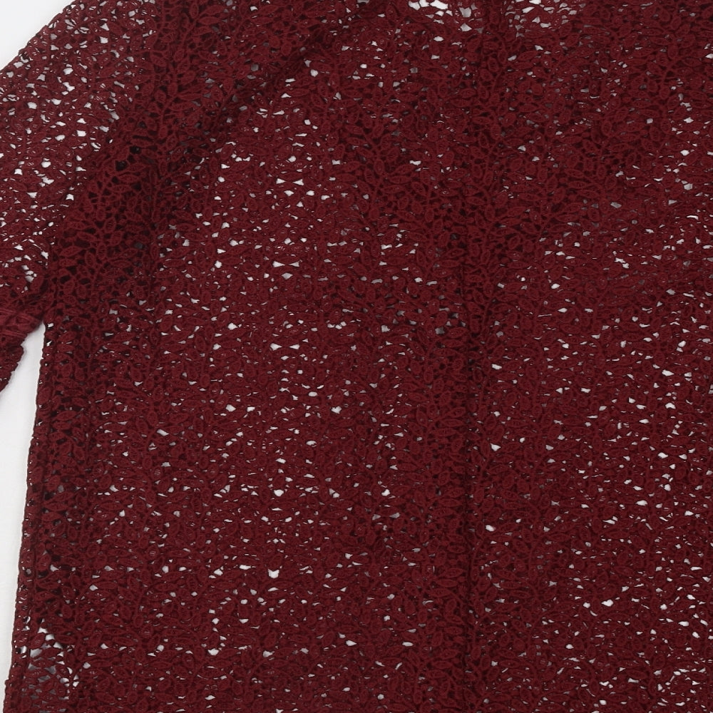 Soaked in Luxury Womens Red Round Neck Geometric Cotton Pullover Jumper Size M
