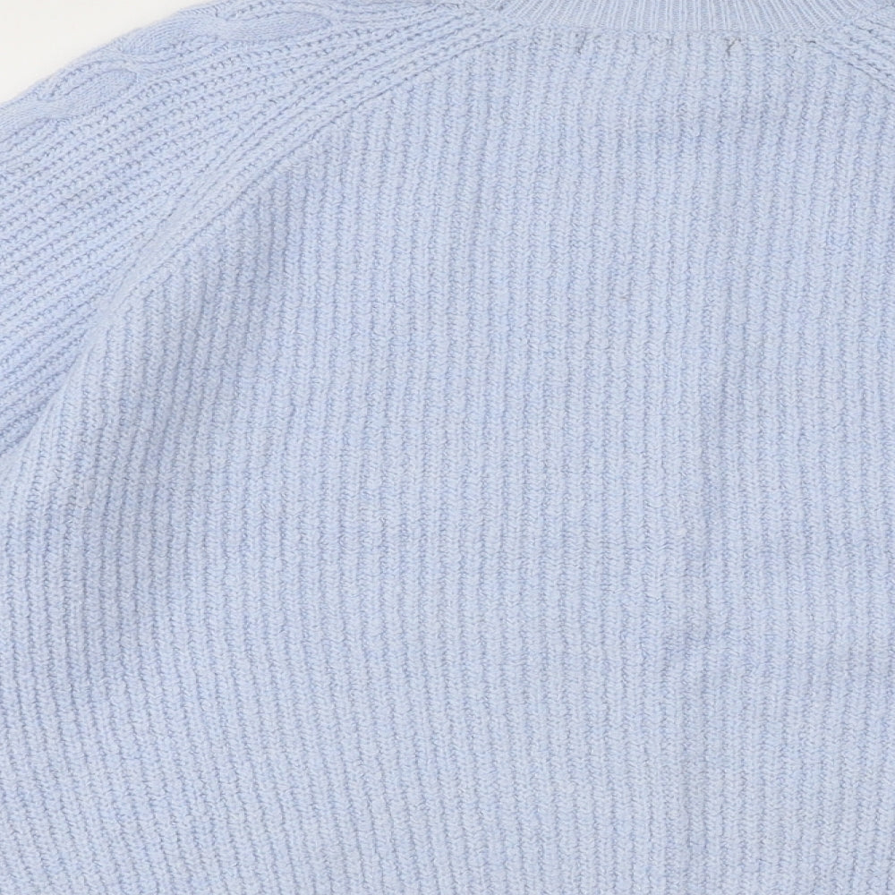 Dunnes Stores Womens Blue Mock Neck Geometric Acrylic Pullover Jumper Size M