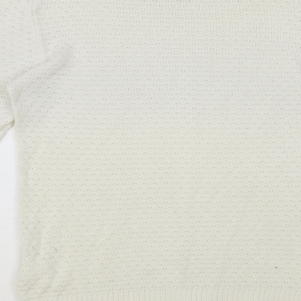 VILA Womens White Round Neck Acrylic Pullover Jumper Size M