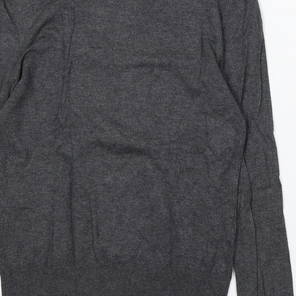 Selection Womens Grey V-Neck Acrylic Pullover Jumper Size 14