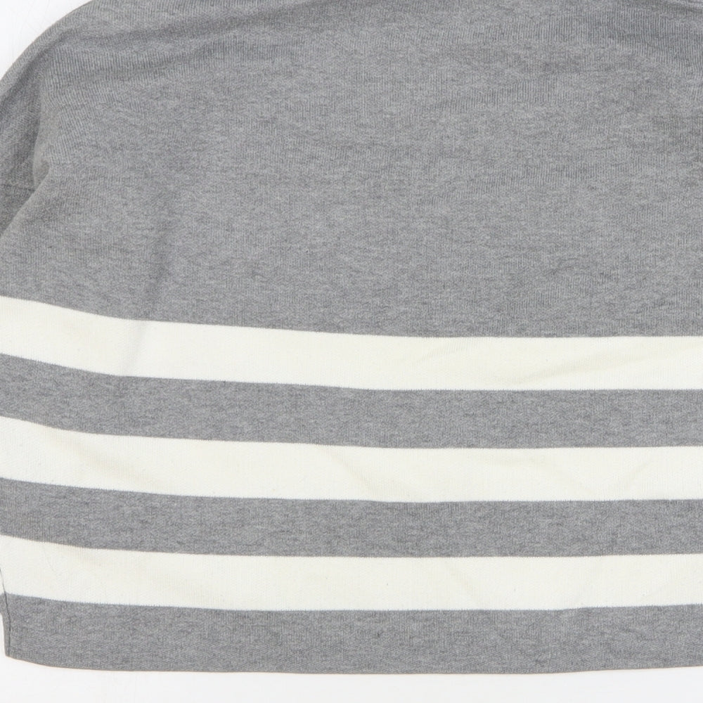 New Look Womens Grey Roll Neck Striped Viscose Pullover Jumper Size M