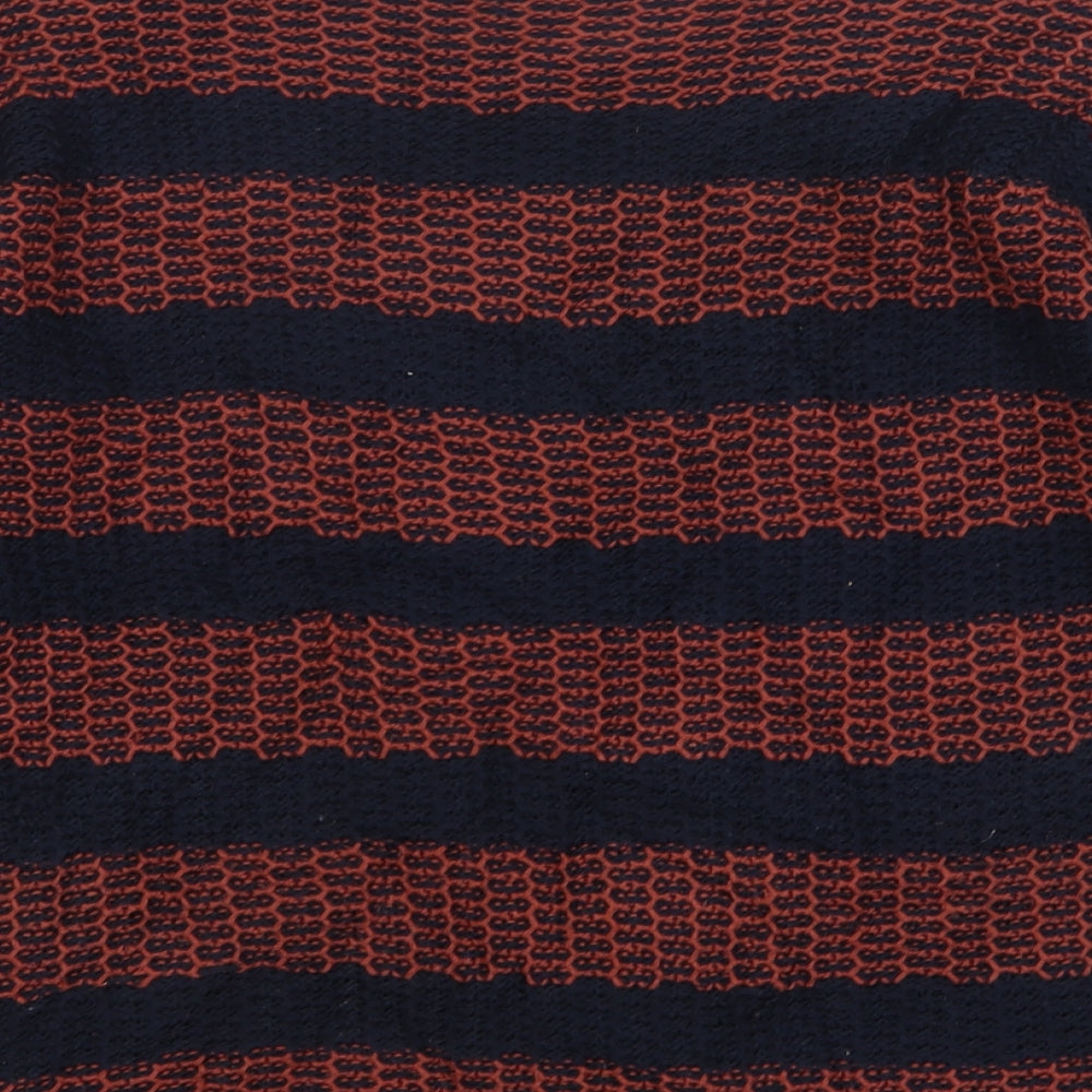 Papaya Womens Brown Round Neck Striped Acrylic Pullover Jumper Size M