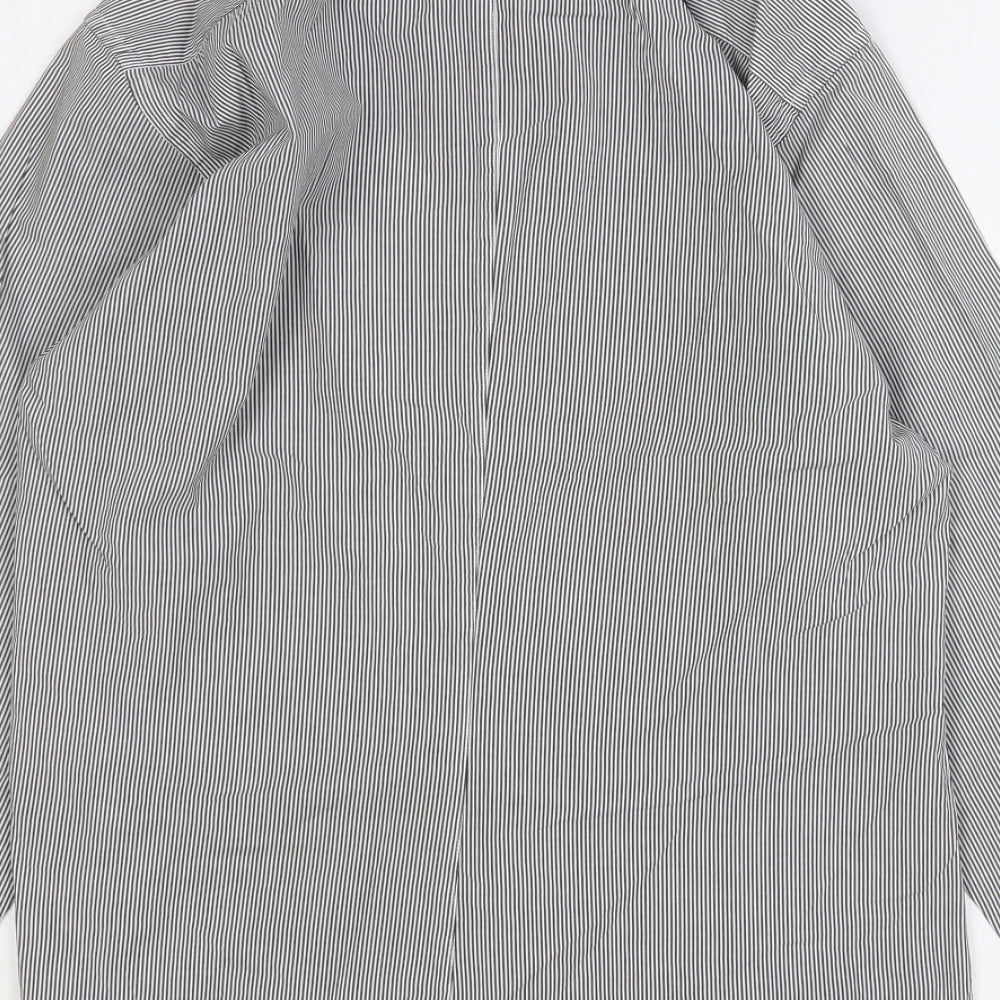 H&M Mens Green Striped Cotton Button-Up Size S Collared Button