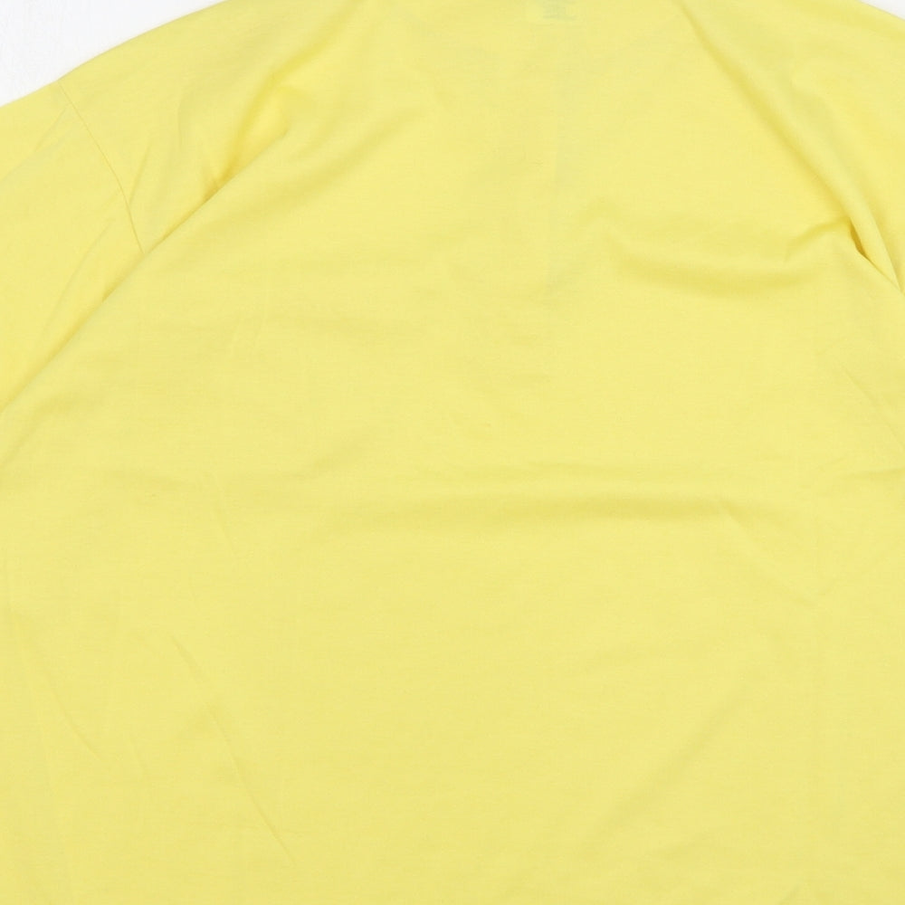 C&A Womens Yellow Polyester Basic Polo Size 16 Collared