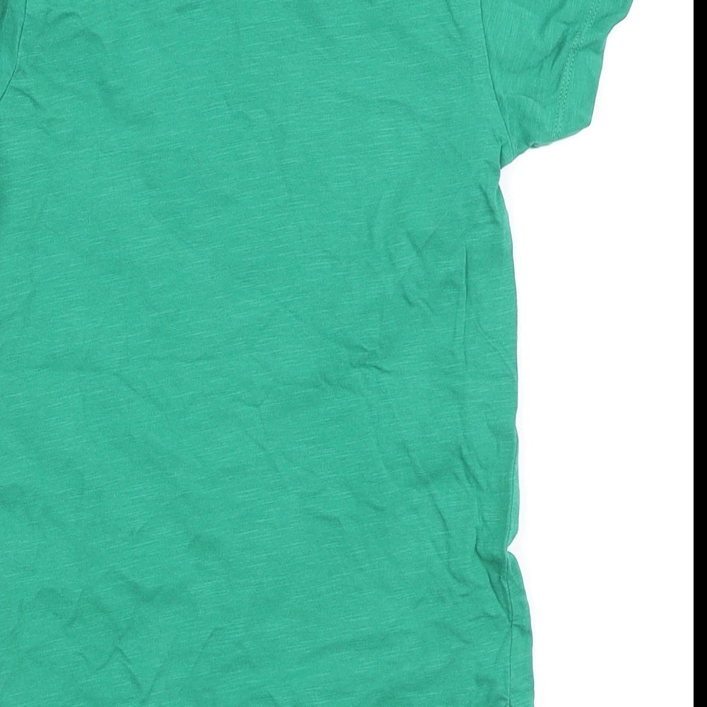 Next Boys Green Cotton Basic T-Shirt Size 4 Years Round Neck Pullover - Pocket Detail