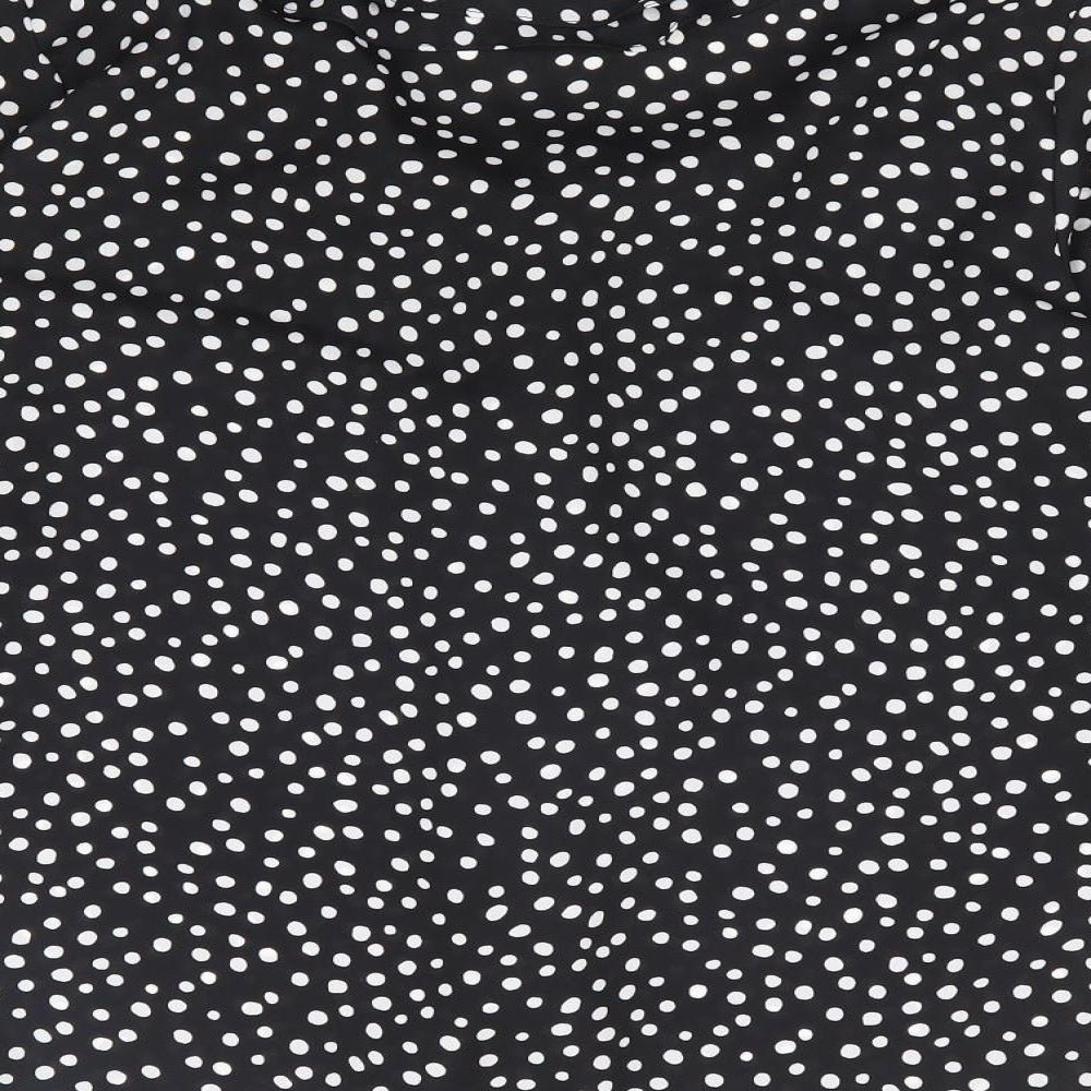 Dunnes Stores Womens Black Polka Dot Polyester Basic Blouse Size 10 V-Neck