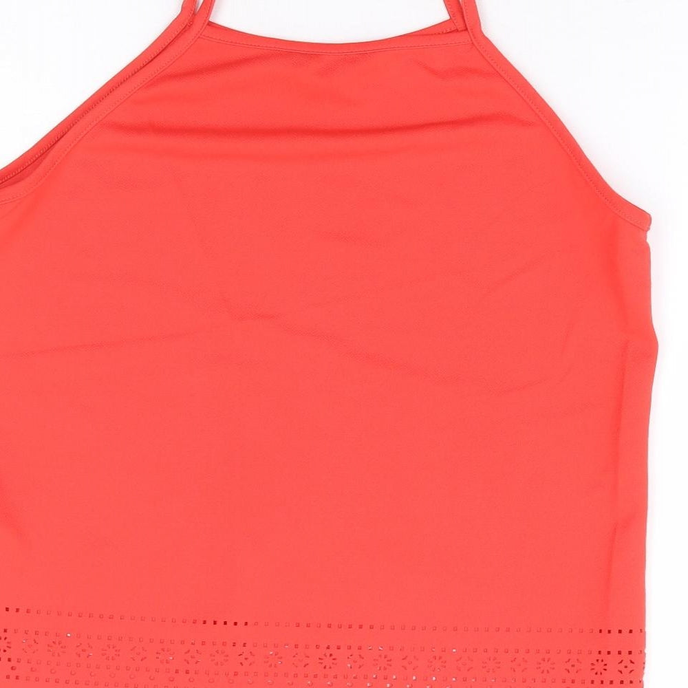 New Look Womens Red Polyester Camisole Tank Size 8 Square Neck - Cut Out Detail Trim