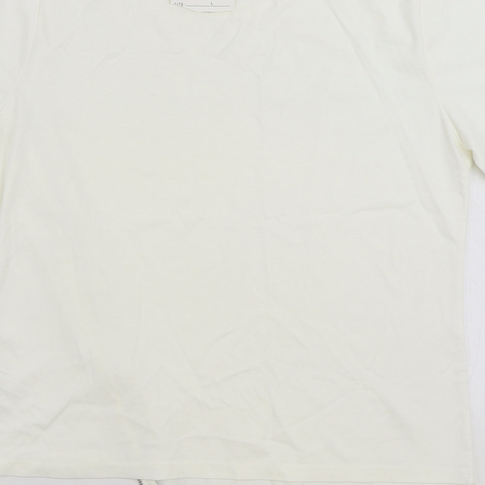Paramour Womens Ivory Polyester Basic Blouse Size L Round Neck