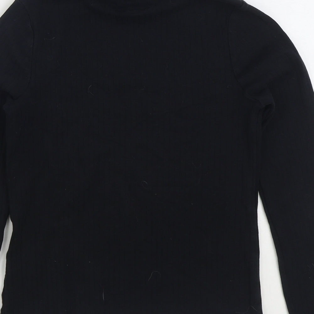 Marks & Spencer Girls Black Roll Neck Cotton Pullover Jumper Size 11-12 Years Pullover