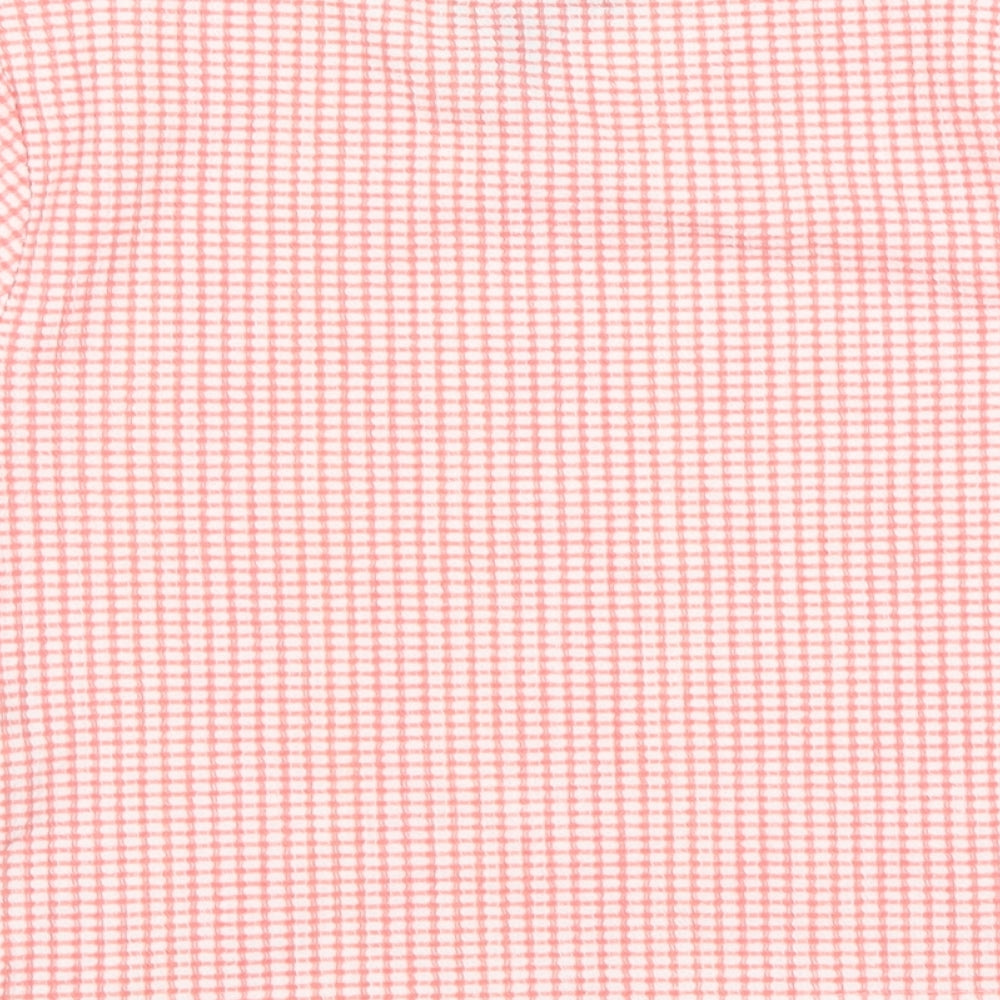 New Look Womens Pink Check Polyester Camisole T-Shirt Size 8 Round Neck