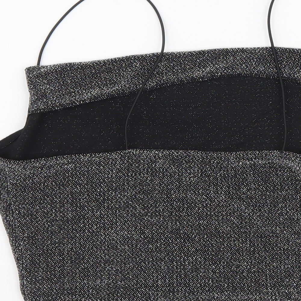 H&M Womens Silver Polyamide Cropped Tank Size S Round Neck