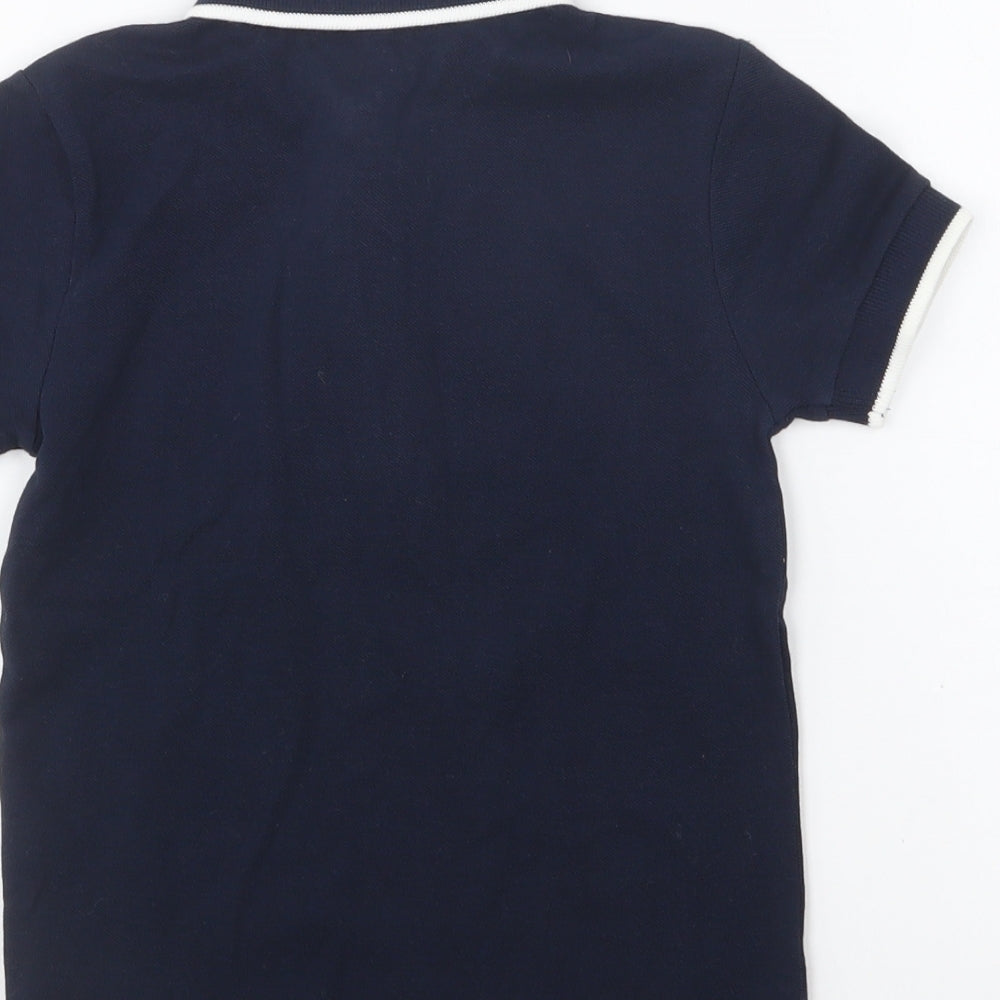 Marks & Spencer Girls Blue Cotton Basic Polo Size 2-3 Years Collared Button - Palm Tree
