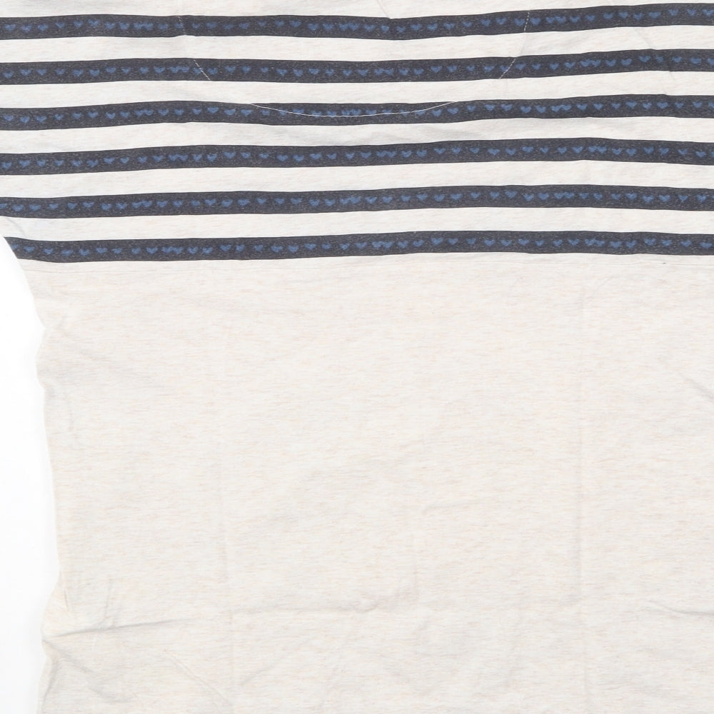 Marks & Spencer Womens Ivory Striped Cotton Basic T-Shirt Size 2XS Round Neck