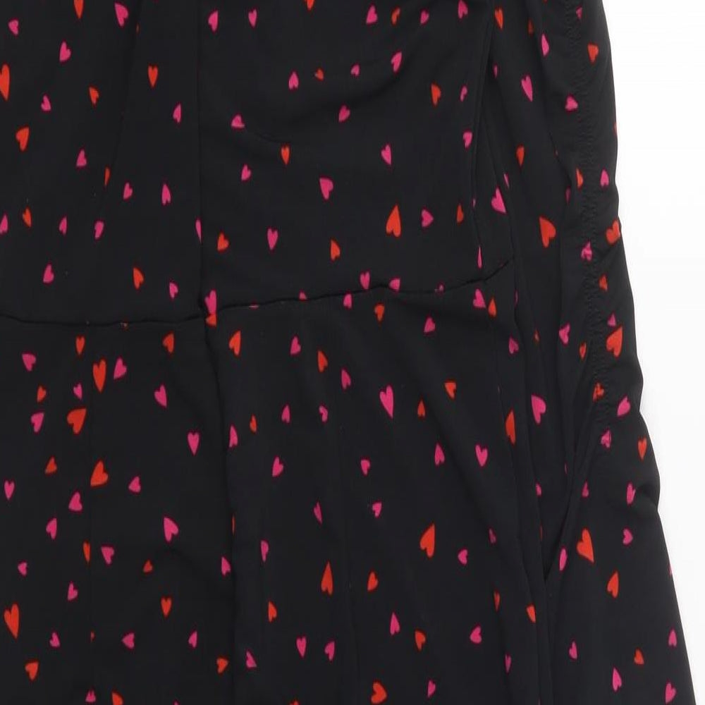 Very Womens Black Geometric Polyester Bodycon Size 10 V-Neck Pullover - Love Hearts