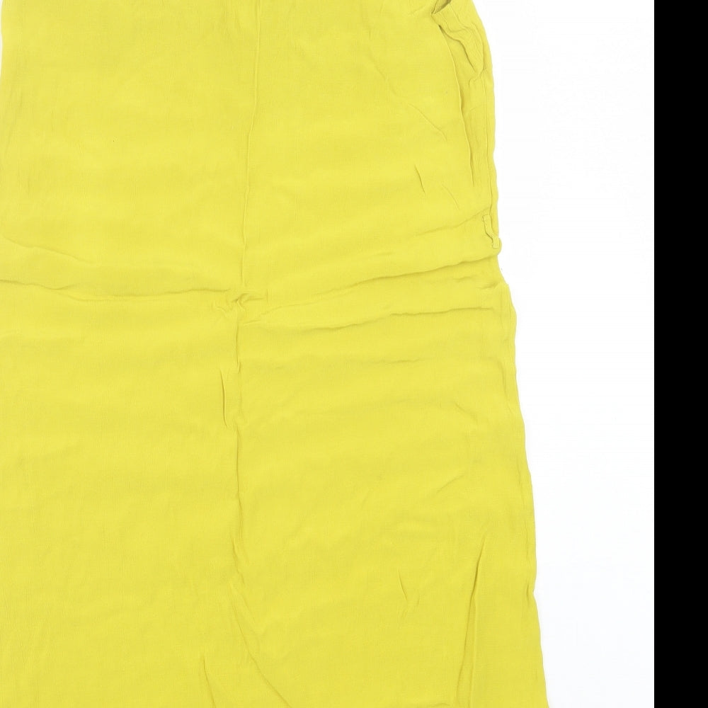 Papaya Womens Yellow Viscose A-Line Size 14 V-Neck Pullover - Cross Back
