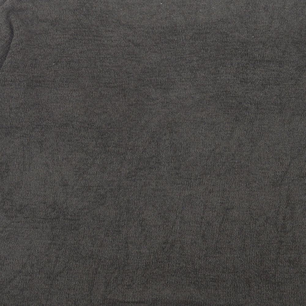 H&M Womens Grey Boat Neck Acrylic Pullover Jumper Size S