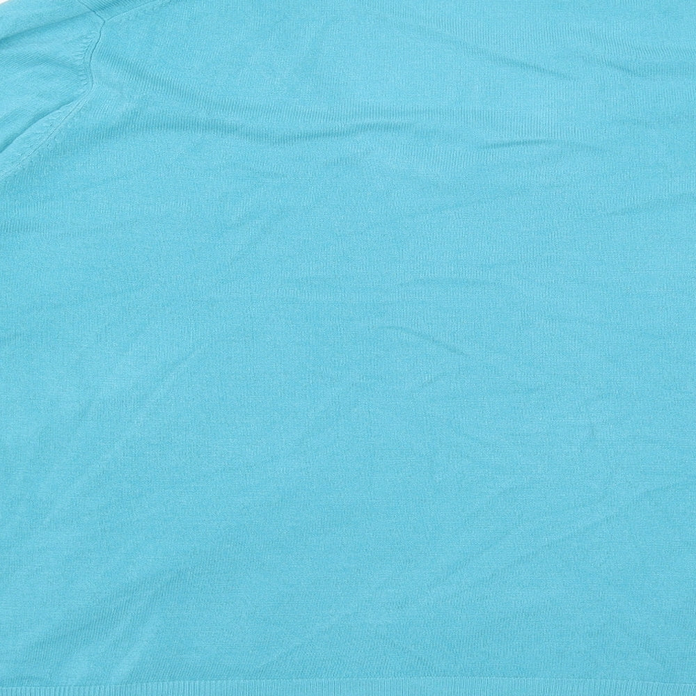 Marks & Spencer Mens Blue V-Neck Polyester Pullover Jumper Size L