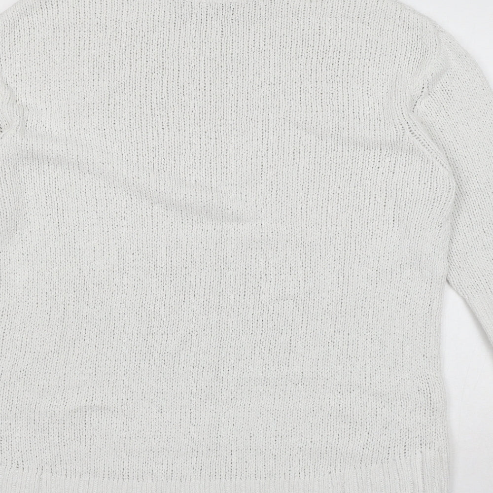 Marks & Spencer Womens White High Neck Cotton Pullover Jumper Size S