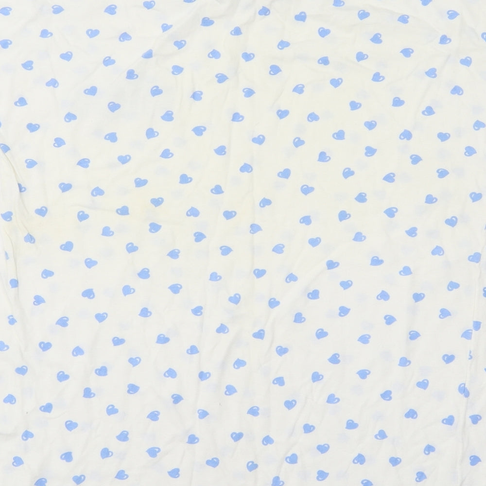 Dorothy Perkins Womens Blue Geometric Cotton Basic T-Shirt Size M Round Neck - Love Heart/Nice