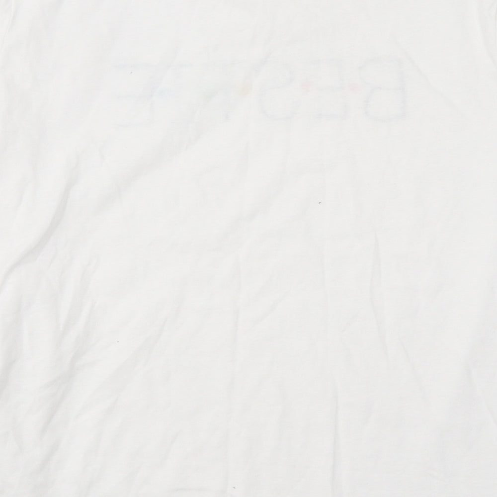 New Look Womens White Cotton Basic T-Shirt Size 12 Round Neck - Bestie