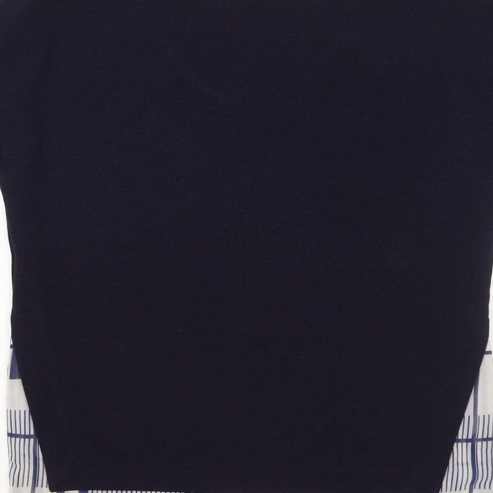 NEXT Womens Blue Geometric Polyester Basic Blouse Size 8 V-Neck