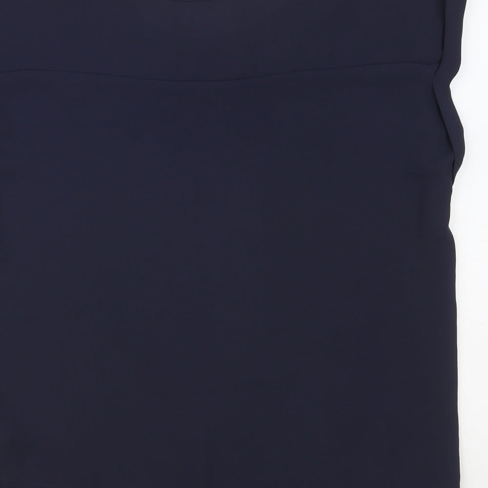 NEXT Womens Blue Polyester Basic Blouse Size 8 Round Neck - Embellished Neckline