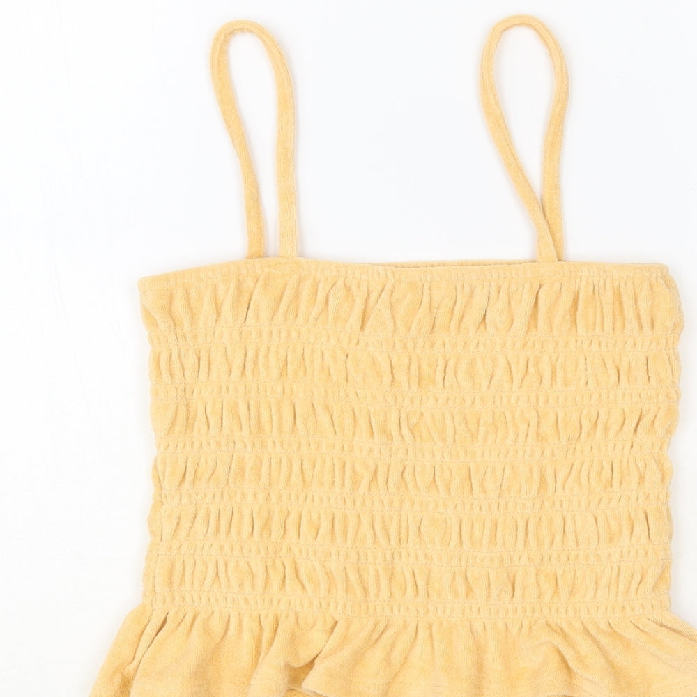 H&M Womens Orange Cotton Camisole Tank Size S Square Neck