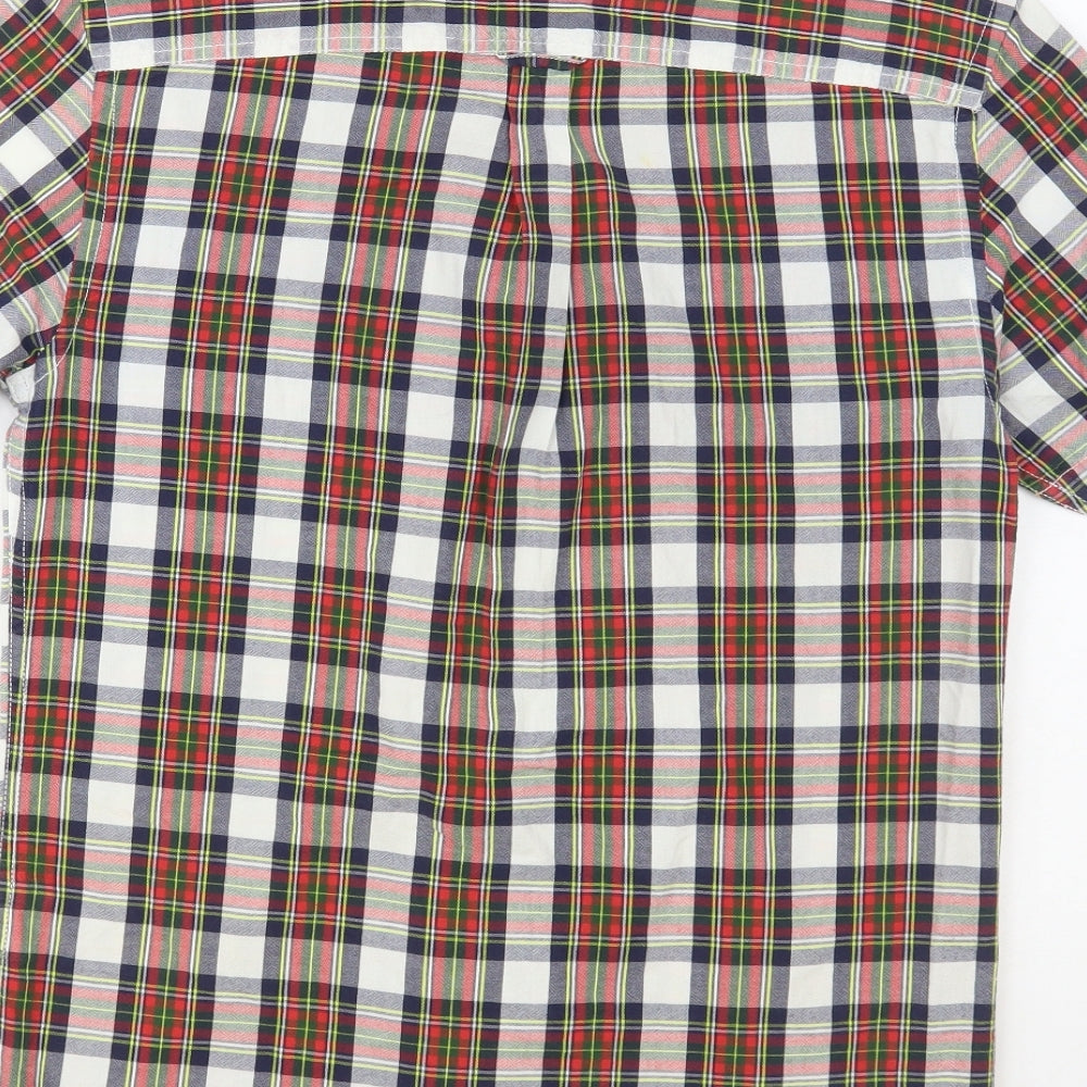 River Island Mens Multicoloured Plaid Cotton Button-Up Size S Round Neck Button