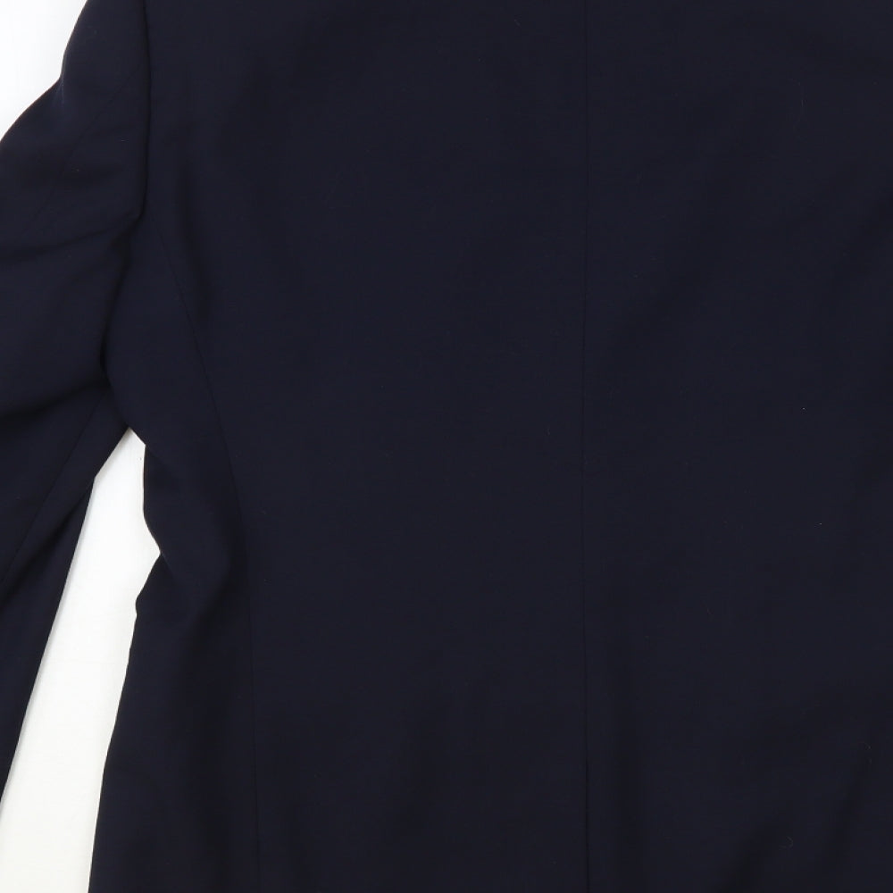 Preworn Mens Blue Polyester Jacket Blazer Size 36