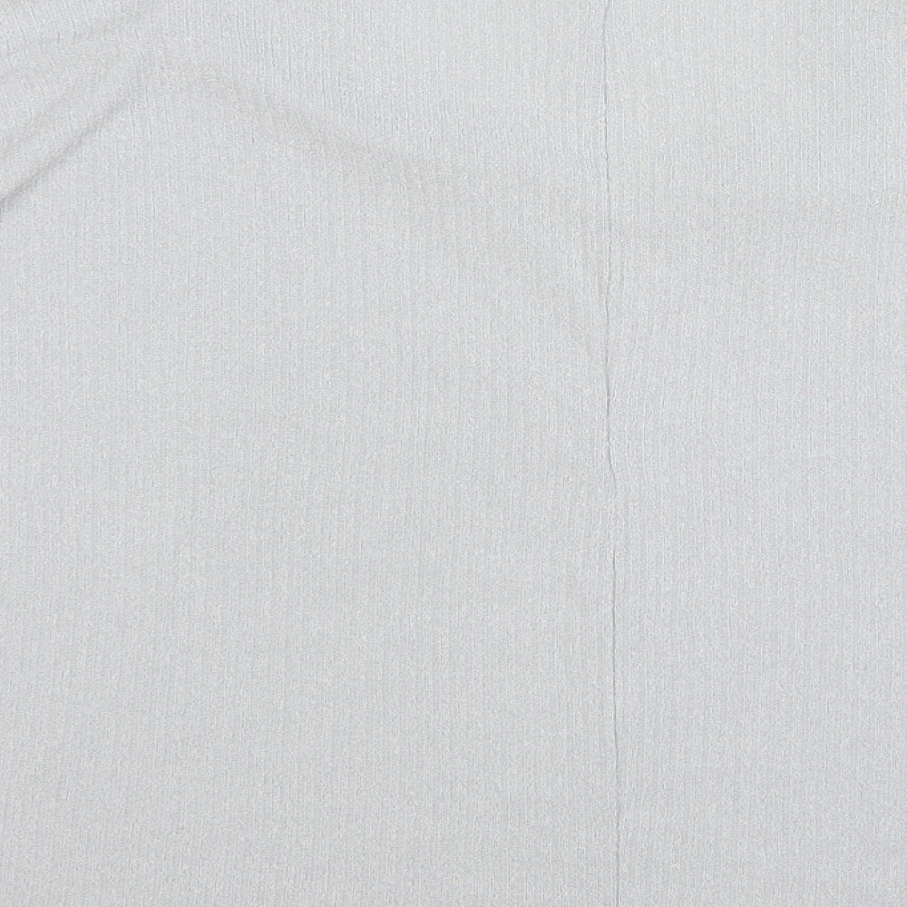 New Look Womens Grey Viscose Basic T-Shirt Size L V-Neck