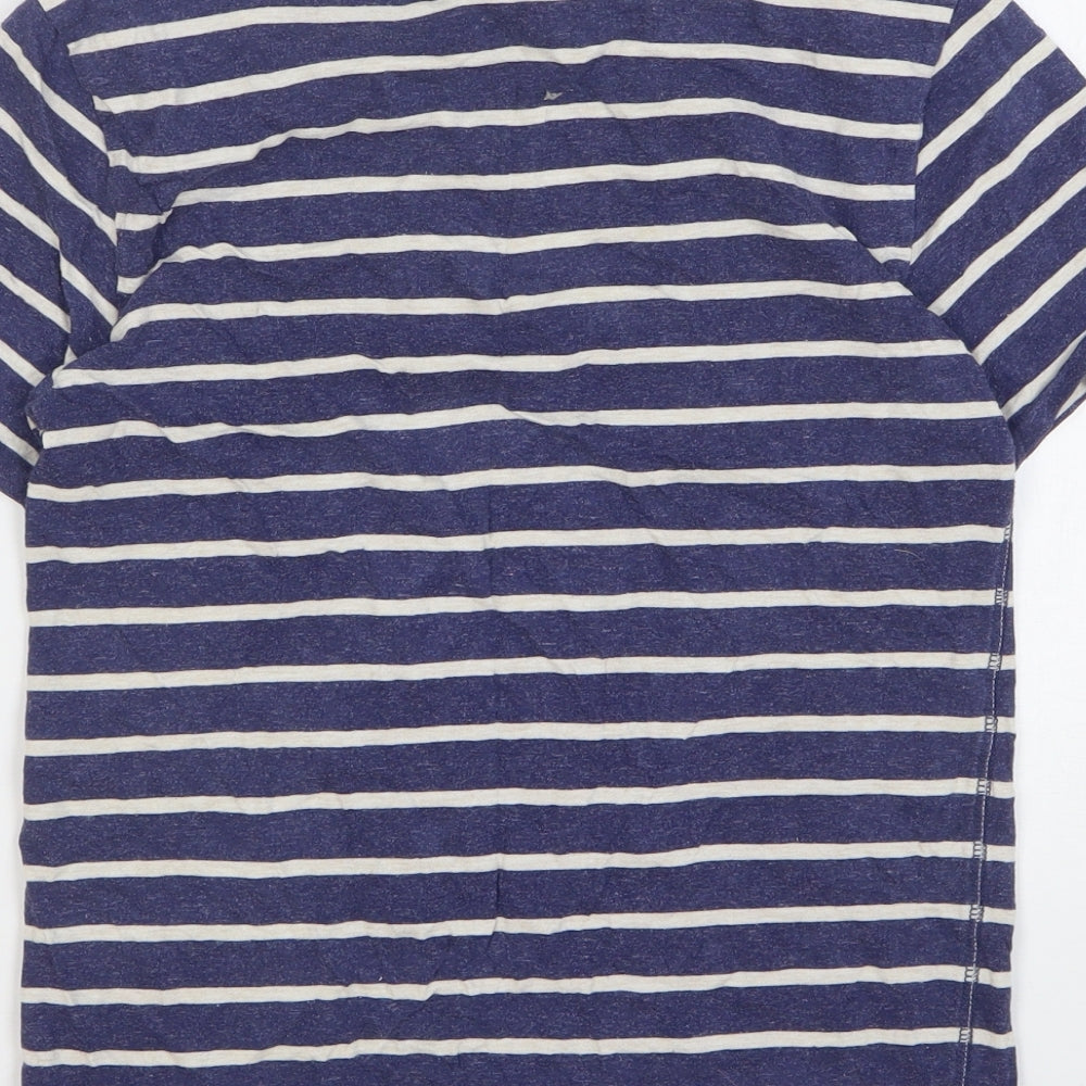 NEXT Womens Blue Striped Cotton Basic T-Shirt Size S Round Neck