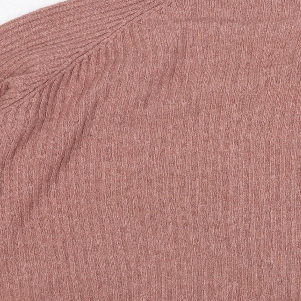 Boohoo Womens Pink High Neck Polyester Pullover Jumper Size M