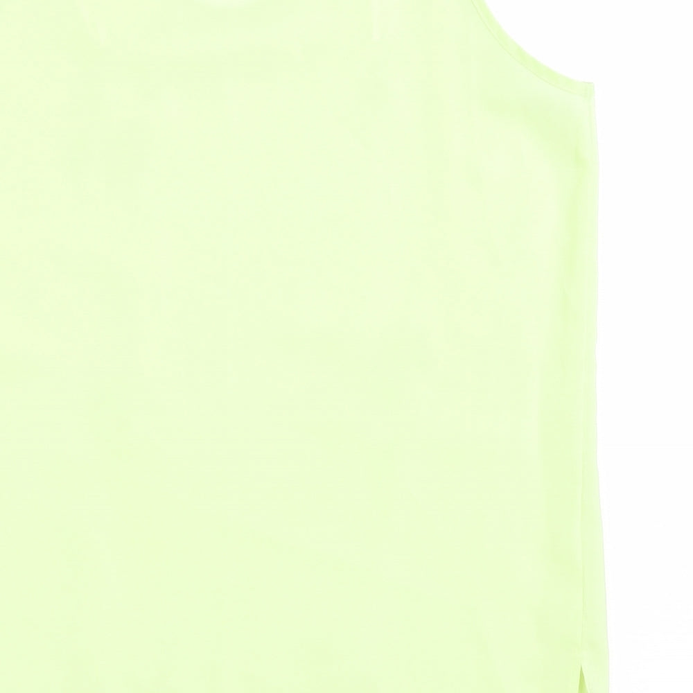 Sara Neal Womens Green Floral Polyester Basic T-Shirt Size 16 Scoop Neck