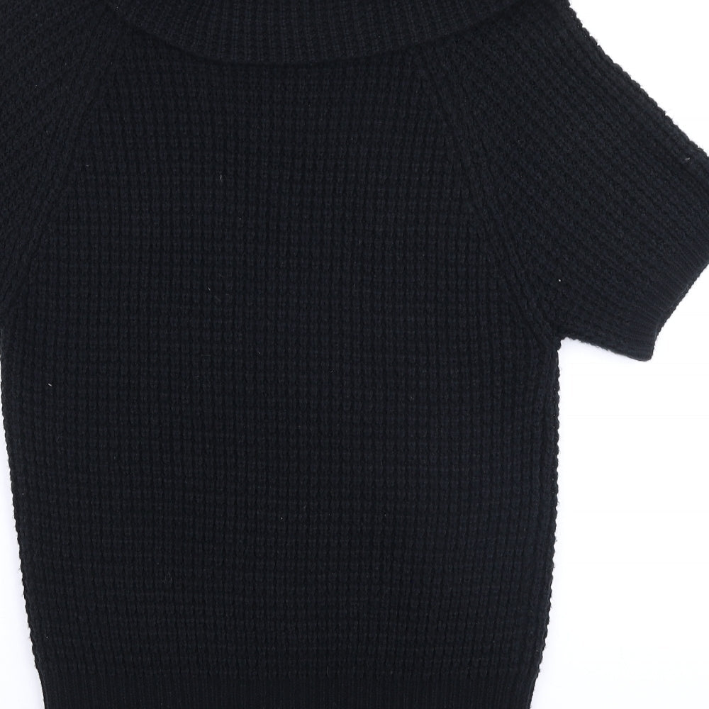 ESMARA Womens Black Polyester Basic T-Shirt Size M Roll Neck