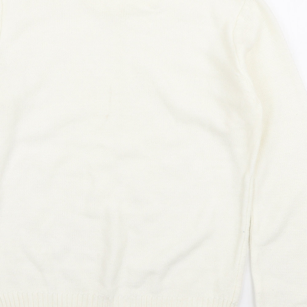 Jonathan Miller Womens Ivory Round Neck Acrylic Pullover Jumper Size M
